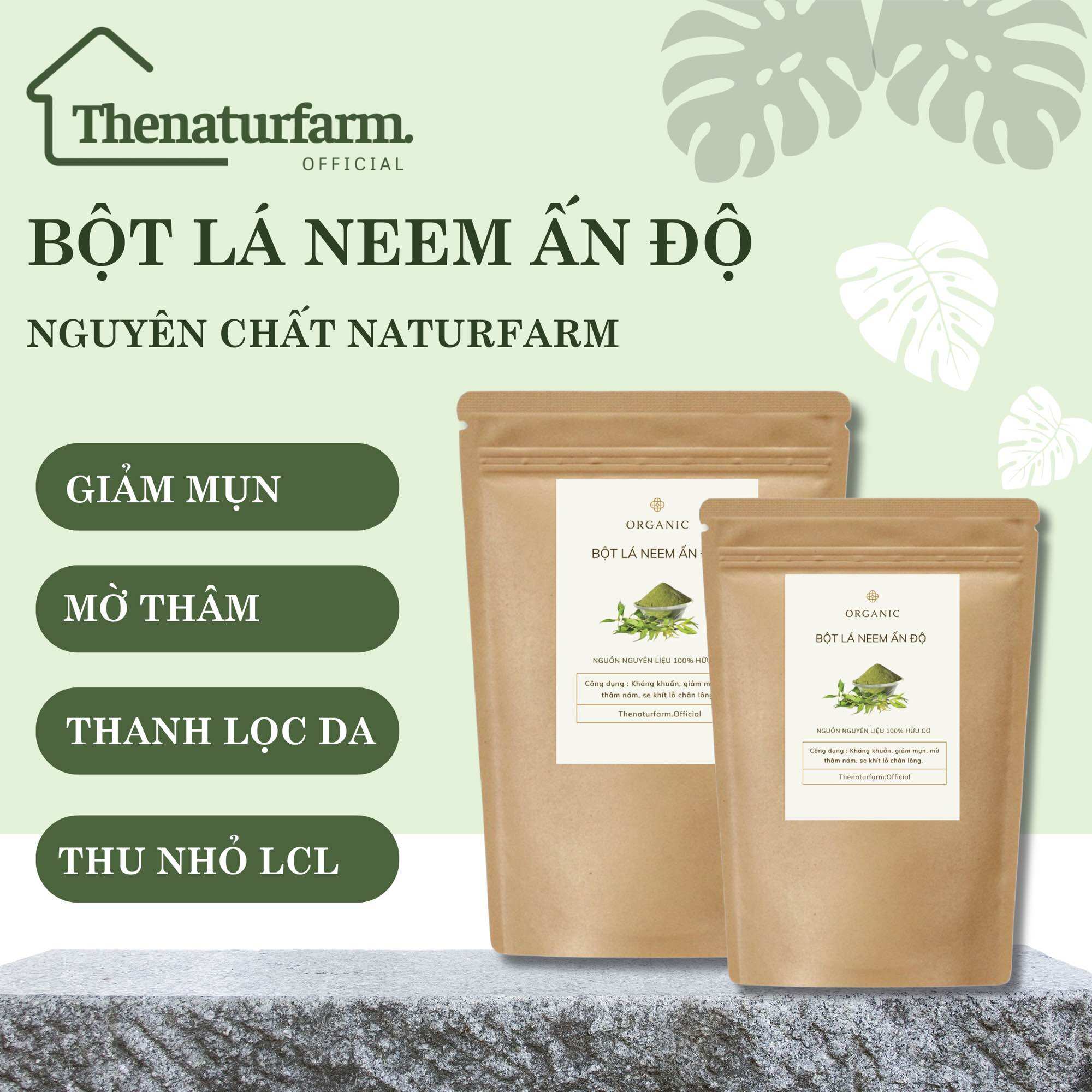 [HCM] Bột lá neem ấn độ nguyên chất 100gr - giảm mụn, sáng da, kháng khuẩn, mờ thâm