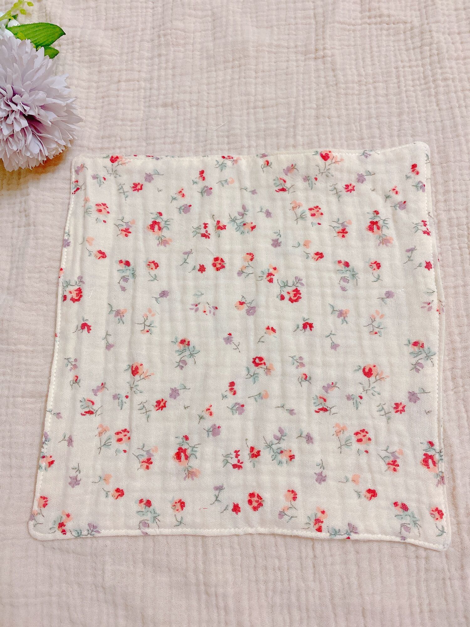 Khăn tay, khăn mặt vải Muslin hoa