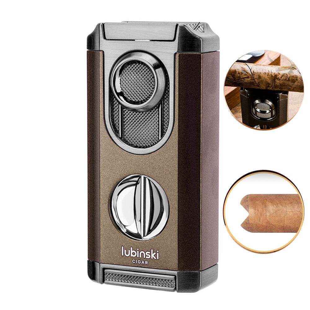 Bật lửa khò xì gà lubinski kèm dao cut-v – 3 lửa