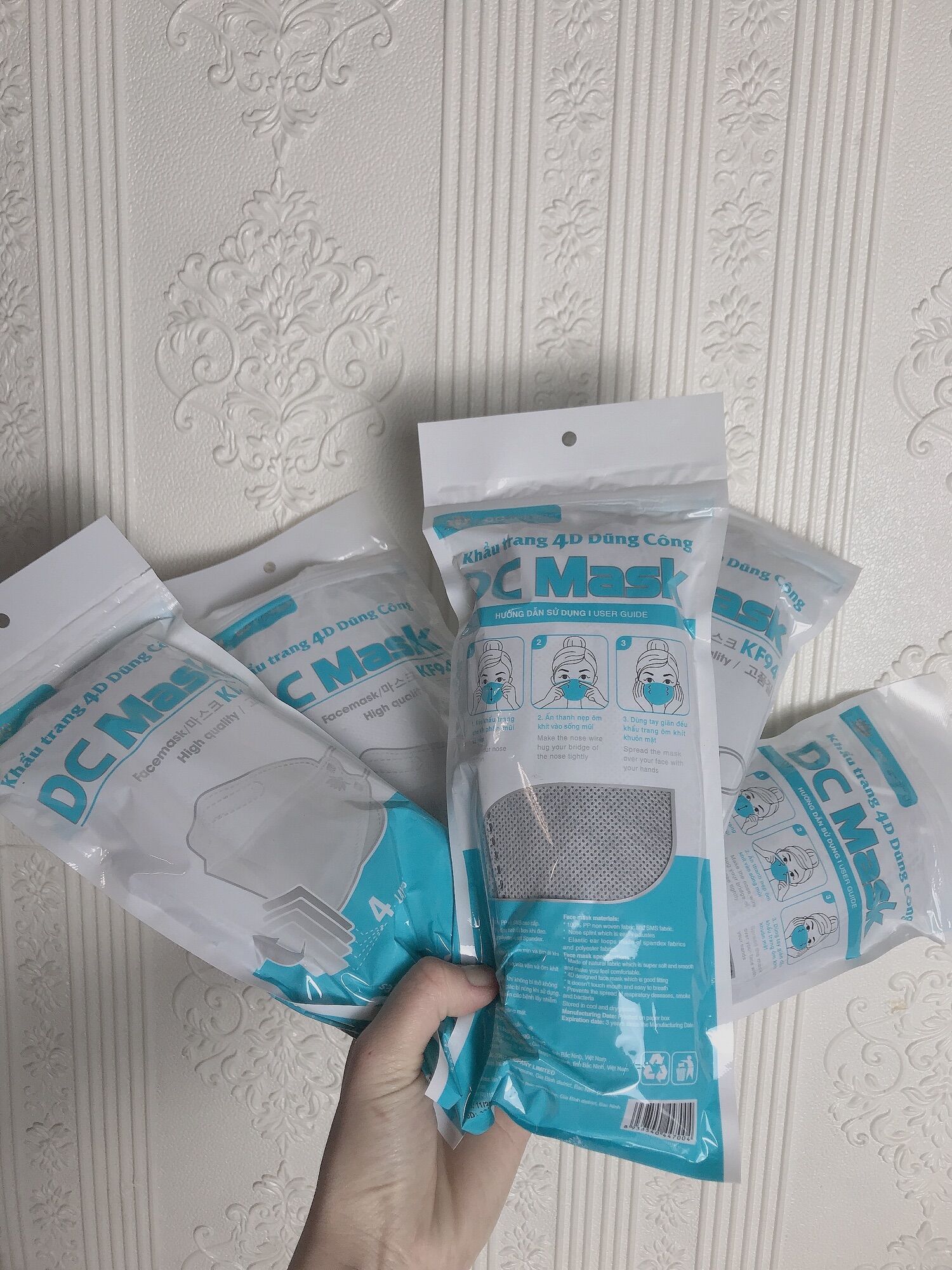 Khẩu trang Kf94 Dc mask màu xám thùng 300 chiếc