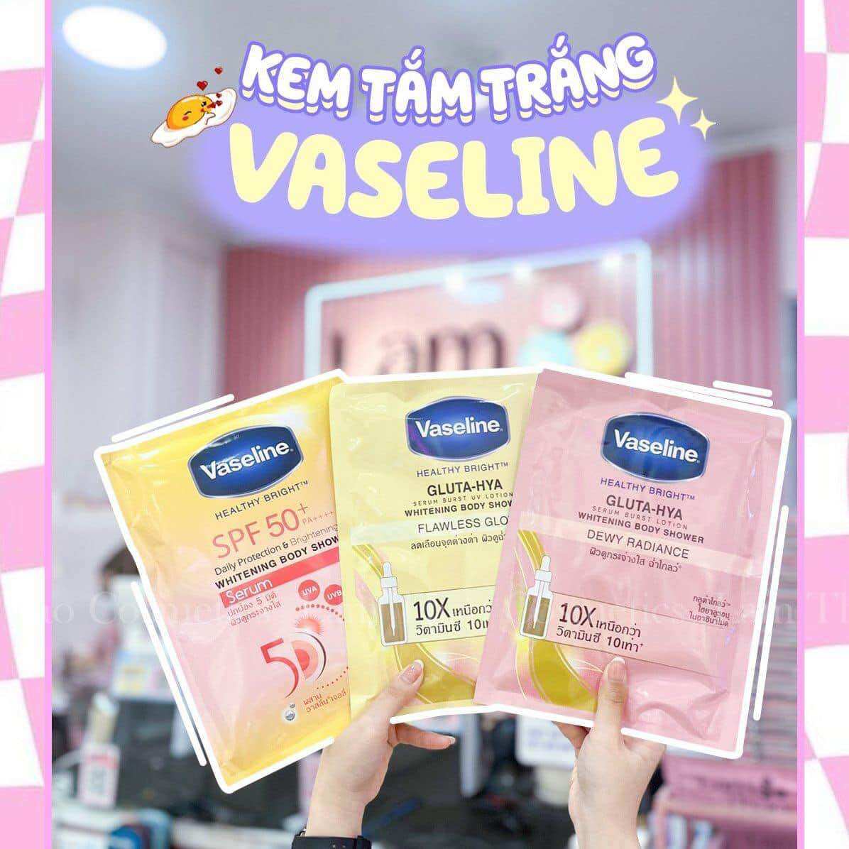 Gói tắm trắng da Vaseline Thái Lan whitening body shower 120gr - Dạng gói
