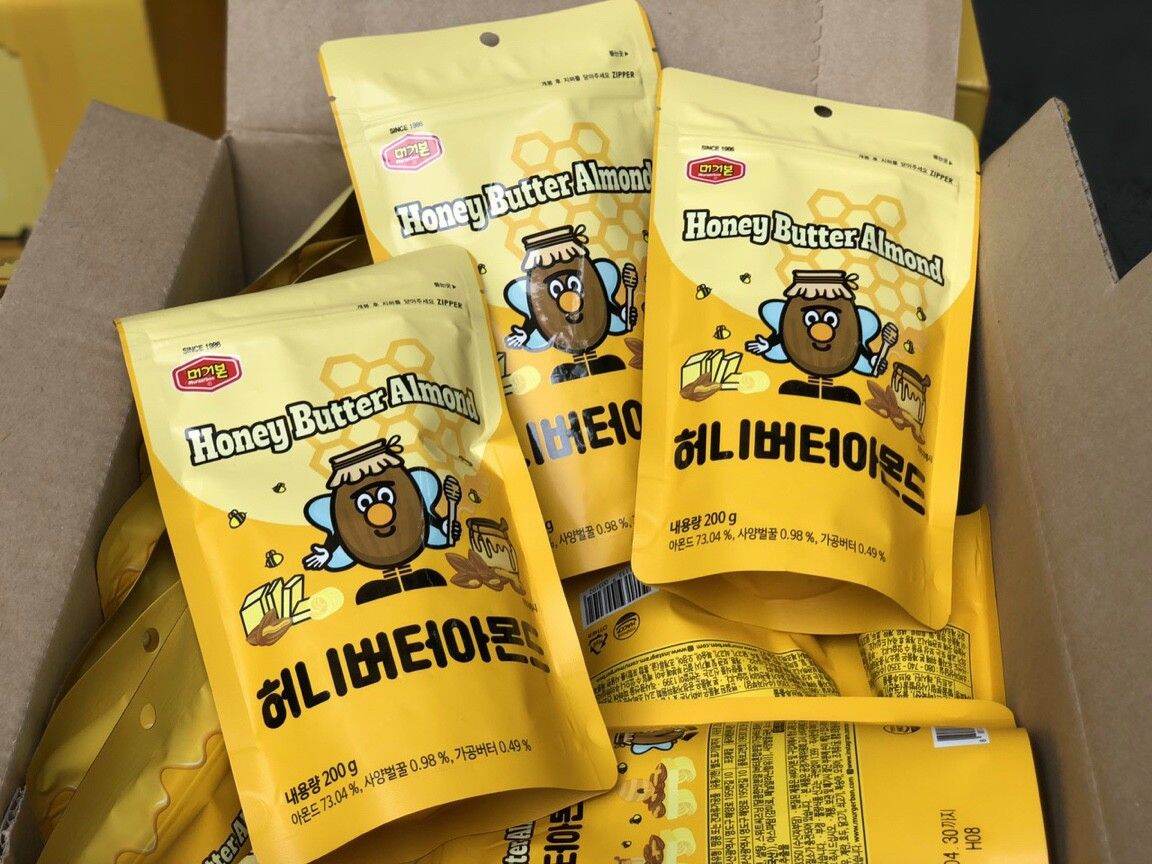 Hạt hạnh nhân tẩm bơ mật ong Murgerbon Hàn Quốc _ bịch 200g