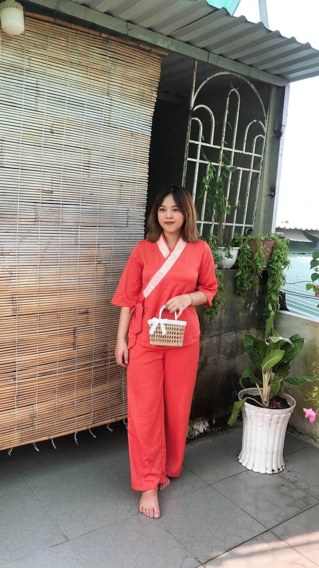 Bộ nữ phật tử đi chùa vải lụa cao cấp lụa pháp