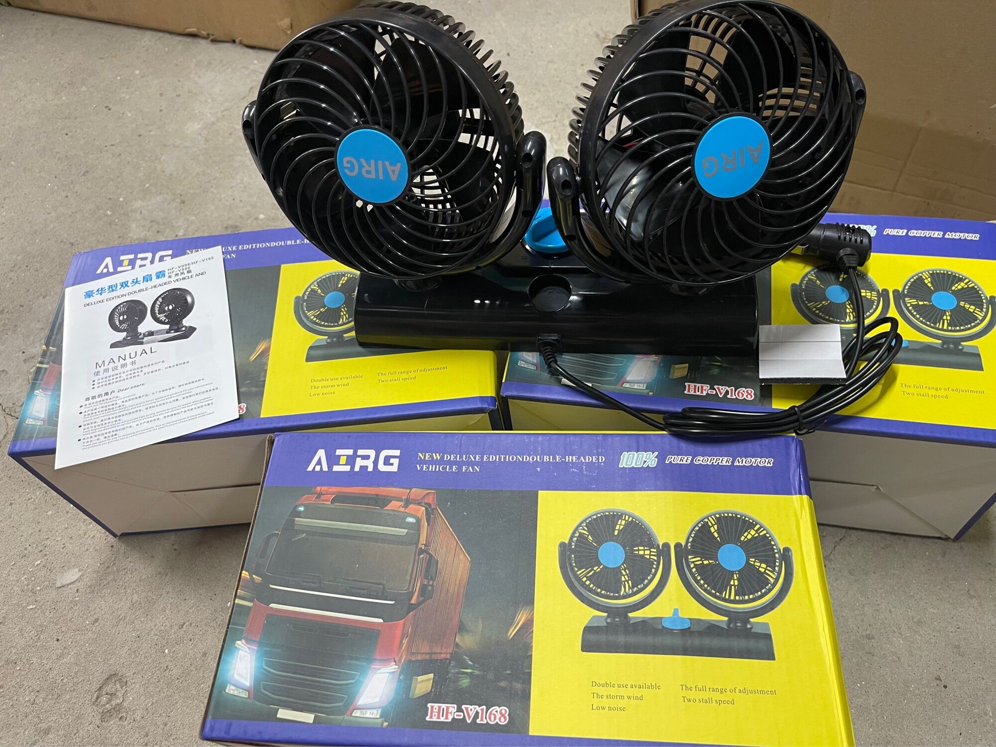 Quạt đôi 12V/ 24V dùng cho xe tải, xe ben