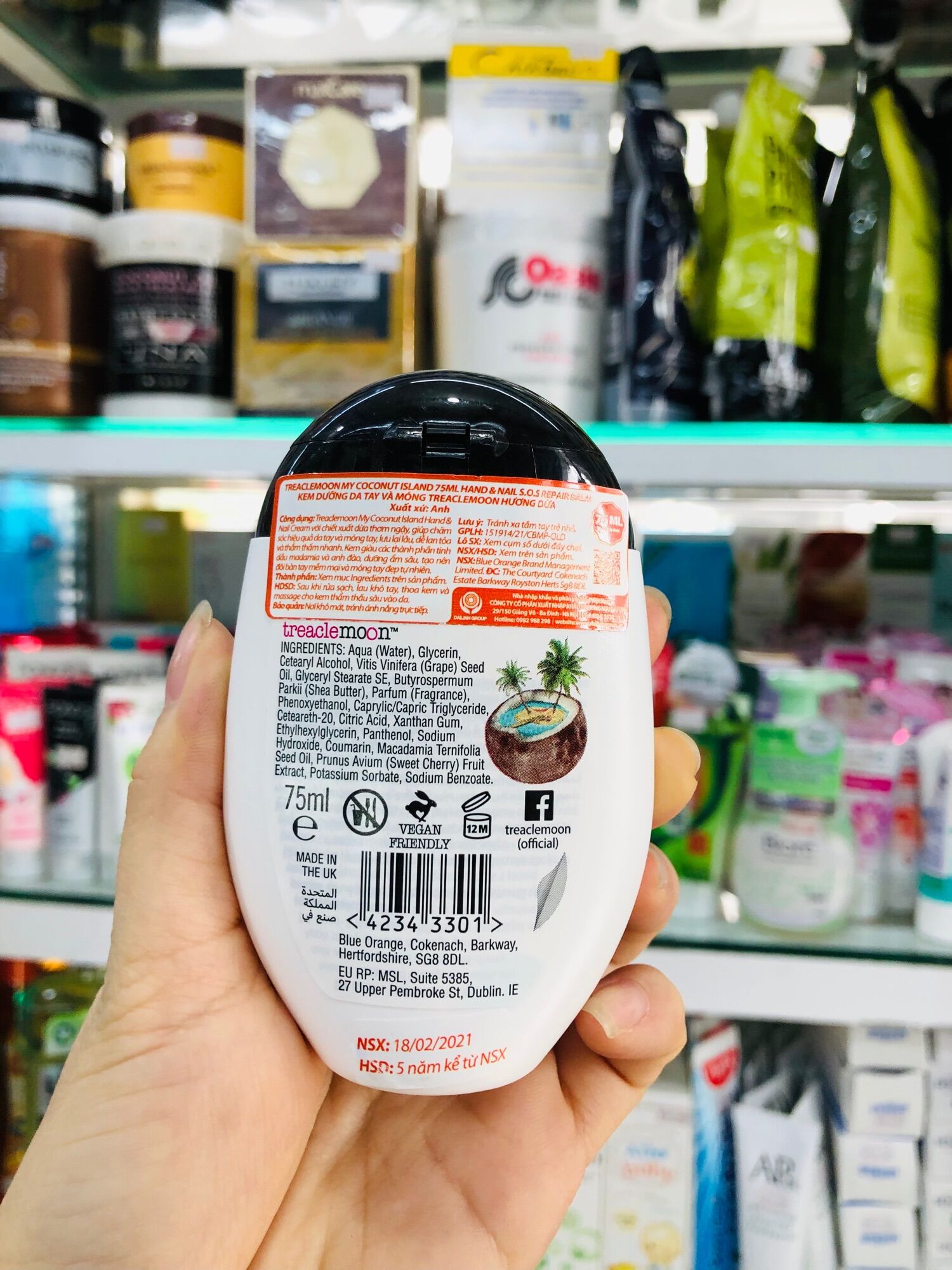 Kem dưỡng da tay và móng Treaclemoon hương dừa 75ml