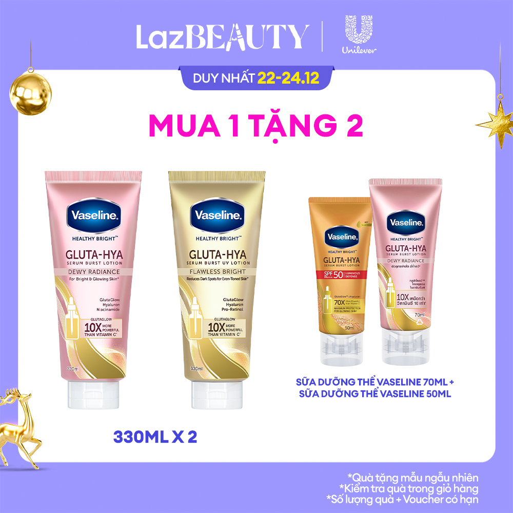 Serum Vaseline Gluta-Hya Dưỡng Da Sáng Mịn Sau 7 Ngày 330 ML