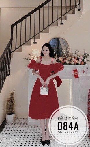 50-90kg Bigsize Đầm gấm tay bồng D84A