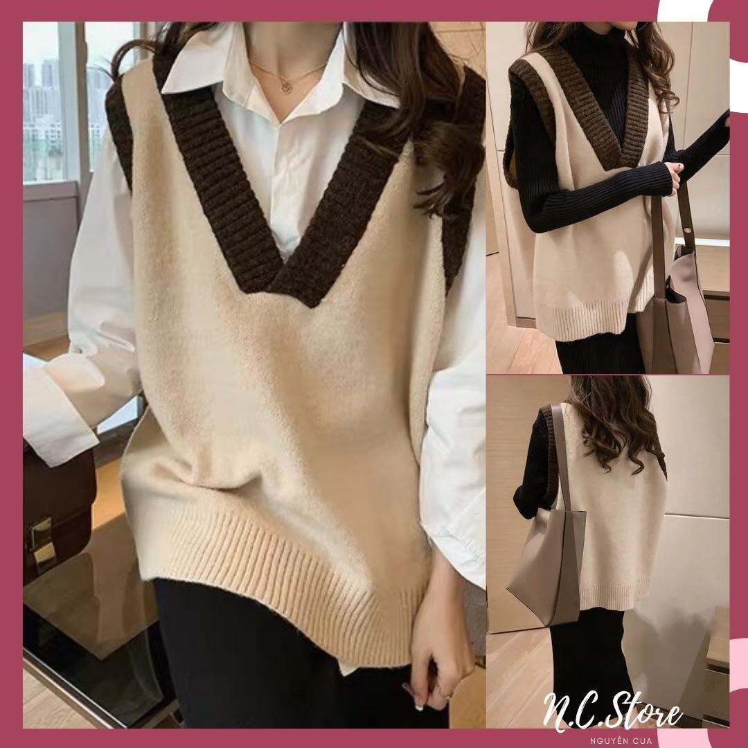 Áo Gile Len Cổ Viền V Siêu Xinh Hàng Quảng Châu