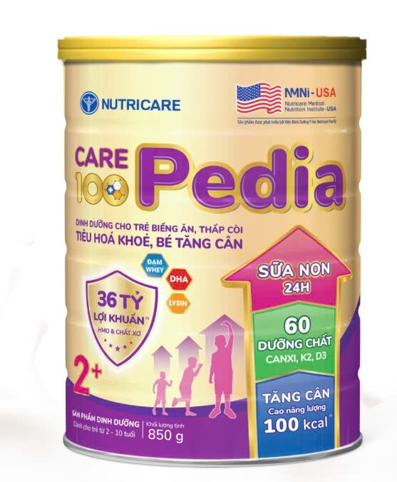 Sữa bột Care 100 Pedia 1+ 2+ 850g (Mẫu mới của Care 100 Gold)