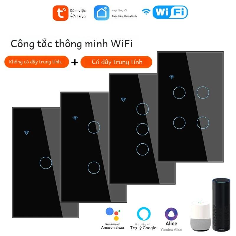 Tuya WiFi Mỹ Thông Minh Công Tắc Trung Lập Dây/Không Trung Lập Dây Yêu Cầu 120 Loại Treo Tường Công Tắc Cảm Ứng Làm Việc Với alexa google Home