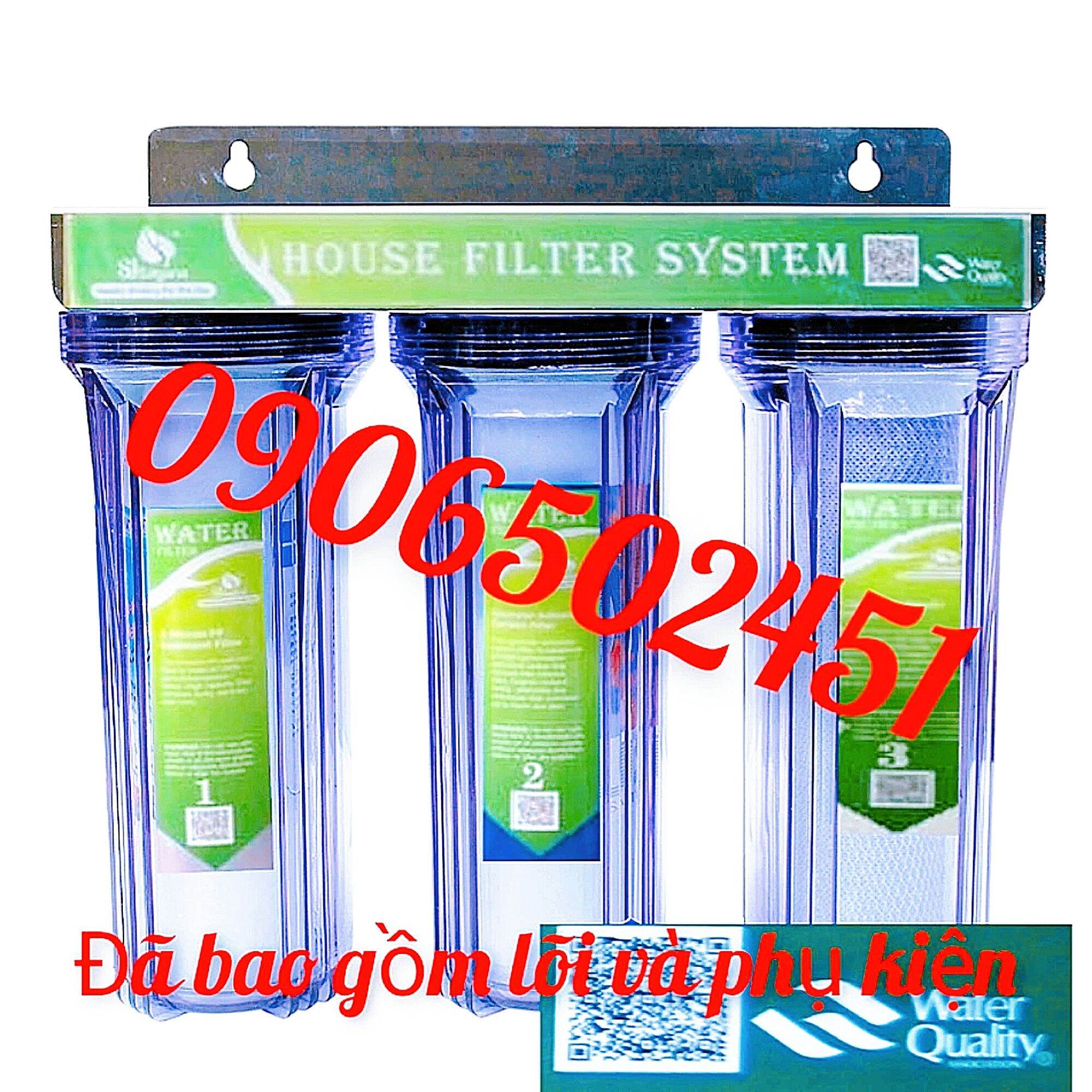[HCM]Bộ lọc nước sinh hoạt gia đình 3 cấp lọc 10 inch đầu nối phi 21 (bộ lọc đã gồm lõi  phụ kiện gồm tay vặn ly và túi ốc vít tường)