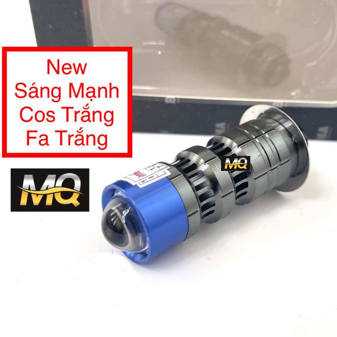 Đèn pha led bi cầu mini 2 mầu chân m5 cos trắng pha trắng đèn pha xe dream đèn h6