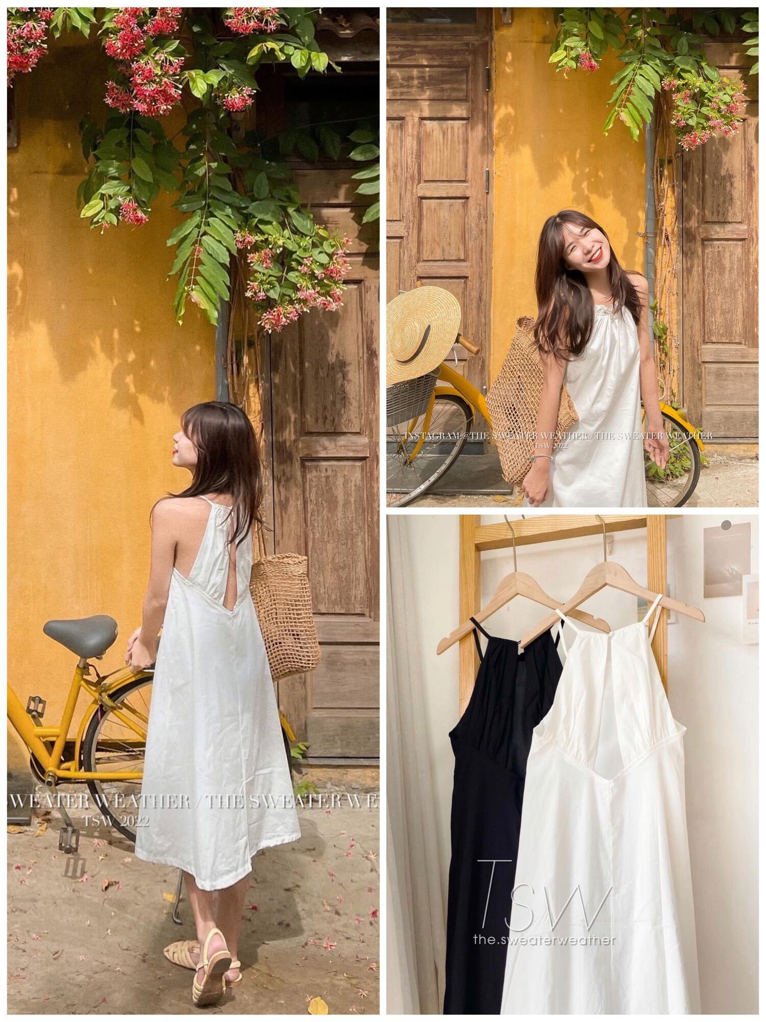 Váy maxi cổ yếm hở lưng đi biển the.sweaterweather TSW