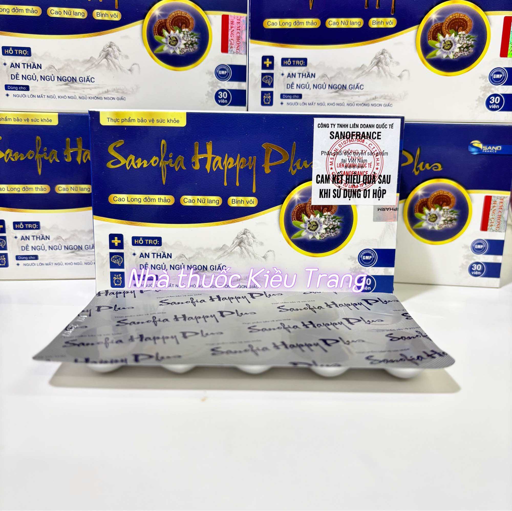 Sanofia Happy Plus - Giúp dễ ngủ an thần ngủ ngon giấc. Hộp 30 viên