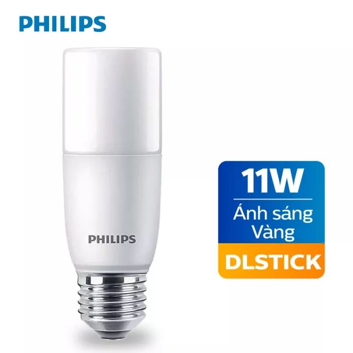 Bóng led trụ stick 11w philips. bóng đèn trụ 11w e27 trắng - vàng philips. bh 12 tháng chính hãng philips.