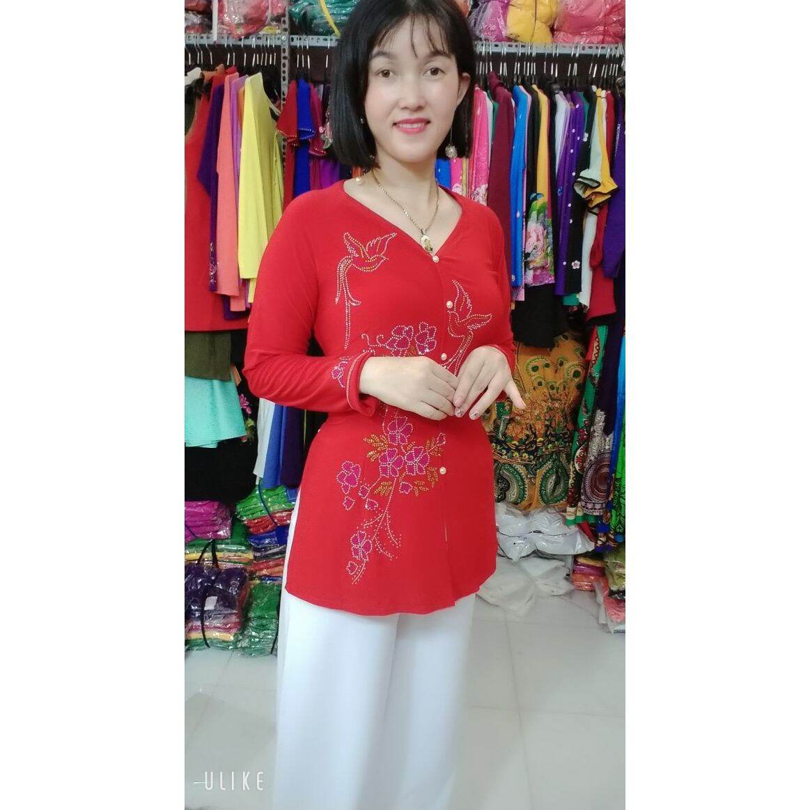 set bộ bà ba ép đá có kèm quần