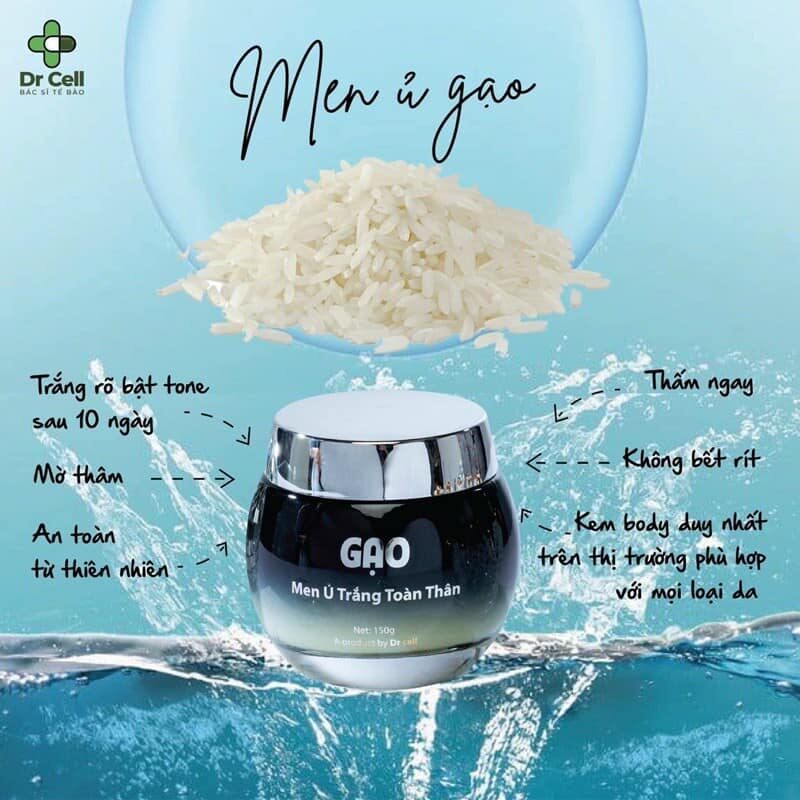 Men ủ trắng da body - men ủ gạo dr cell 150gr