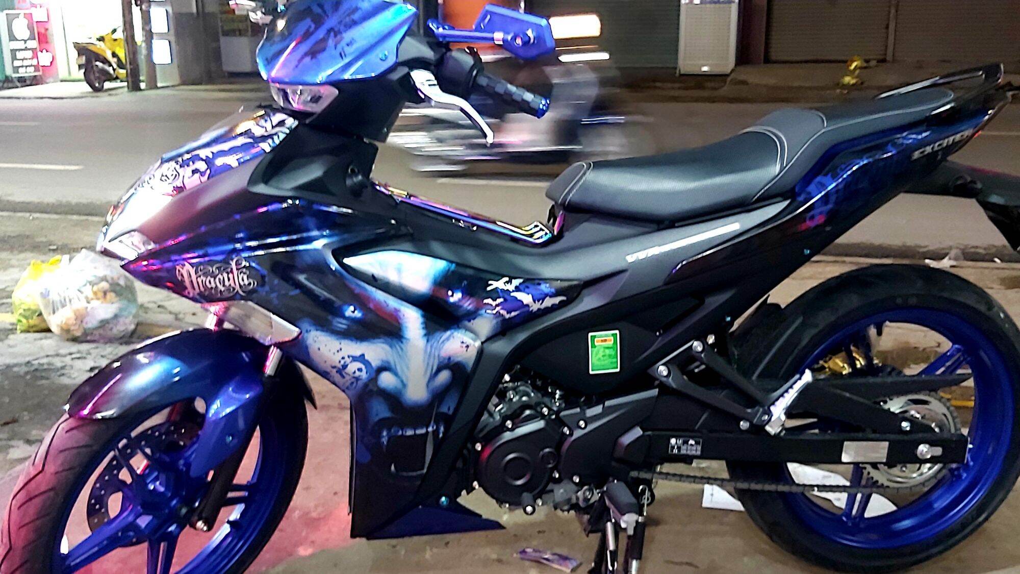 Tem chế ex 155 decal candy cao cấp xanh đen bạc