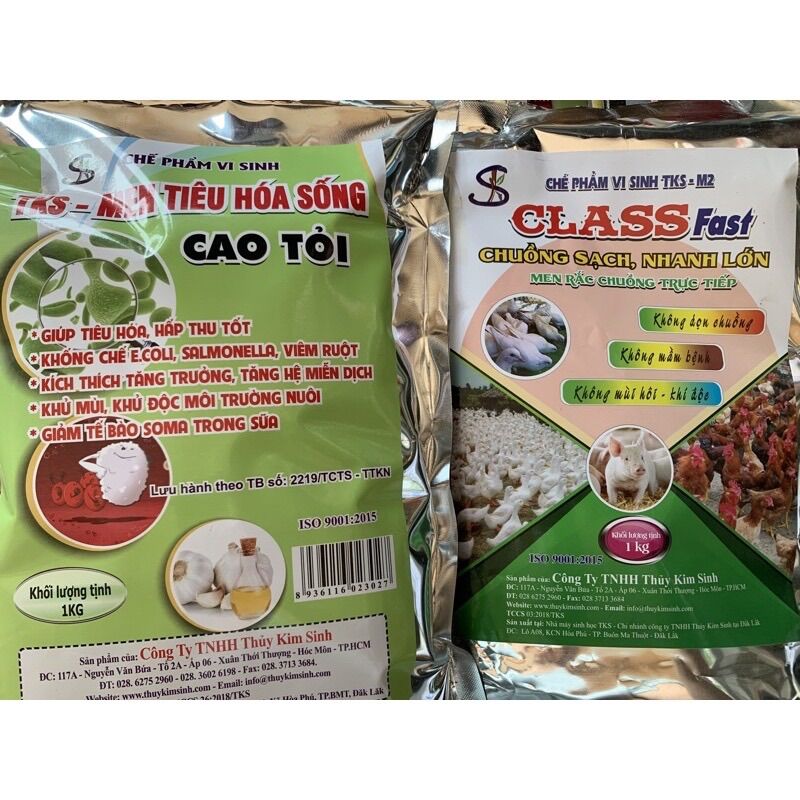 Combo 1kg tks men tiêu hoá sống cao tỏi + 1kg tks class fast - dùng cho gà, vịt, ngan, ngỗng