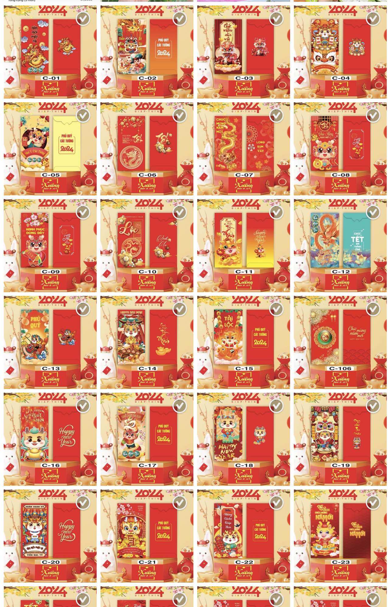 Xấp 10 bao lì xì năm mới 2024 xịn
