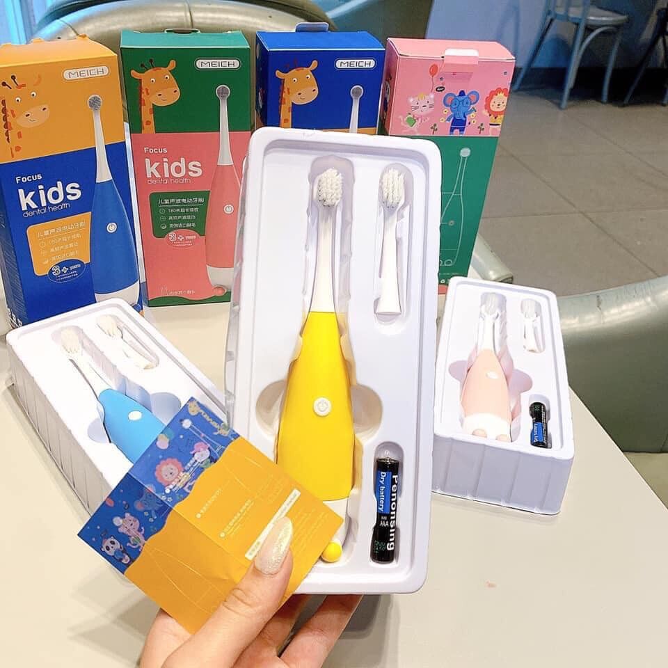 Bàn chải đánh răng tự động cho bé (tặng kèm 1 pin + bàn chải)