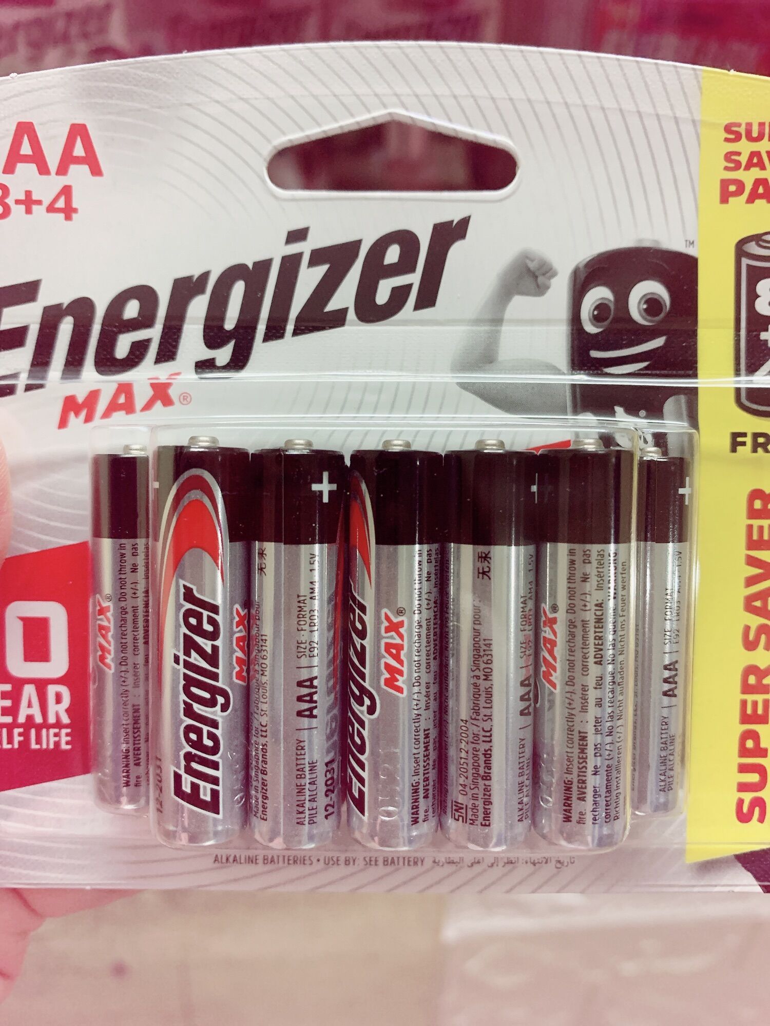 Pin Energizer Max E92 BP8+4 AAA
