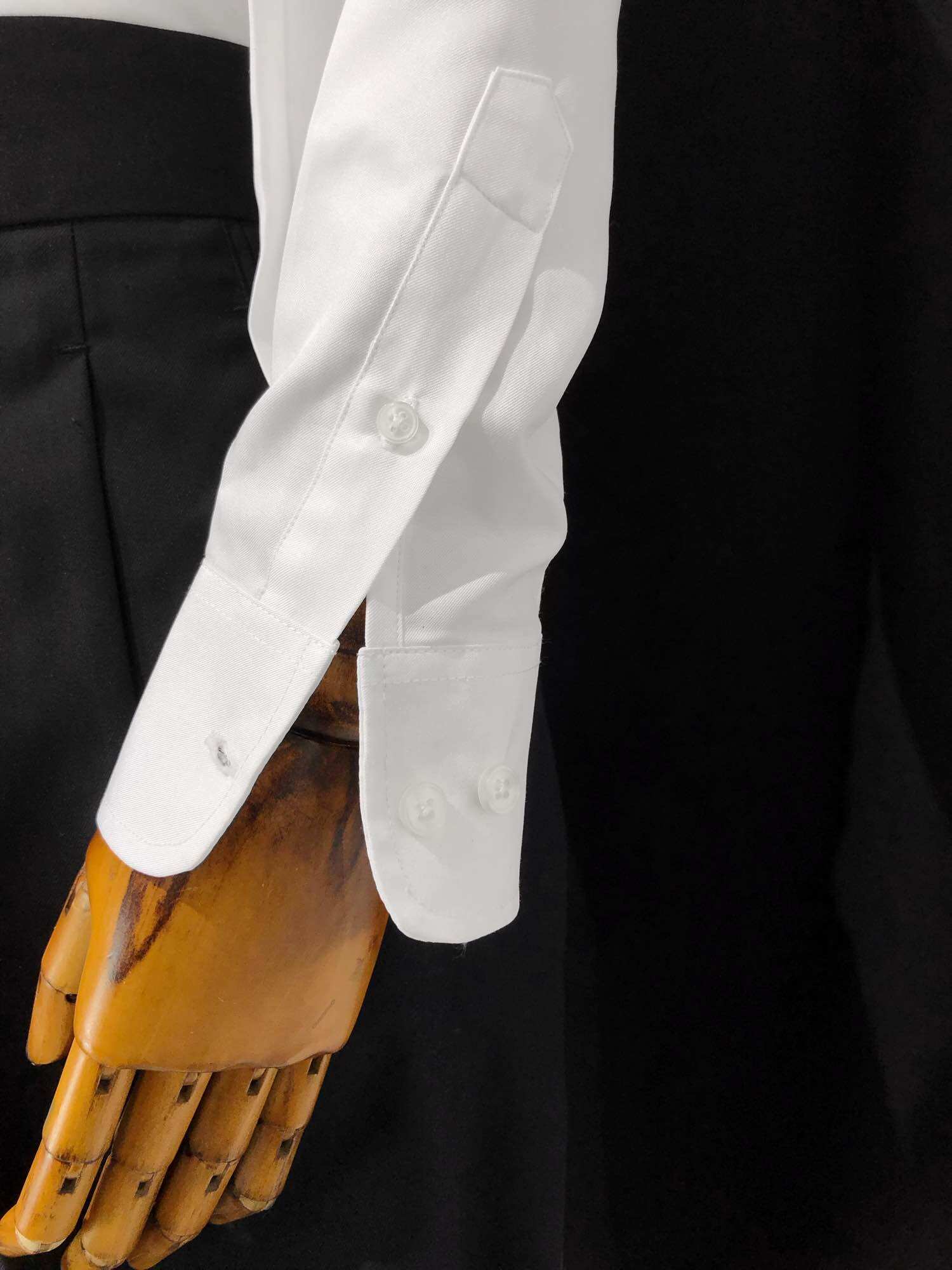 Sơ mi trắng cho nam cổ button-down form regular cổ cứng mặc vest
