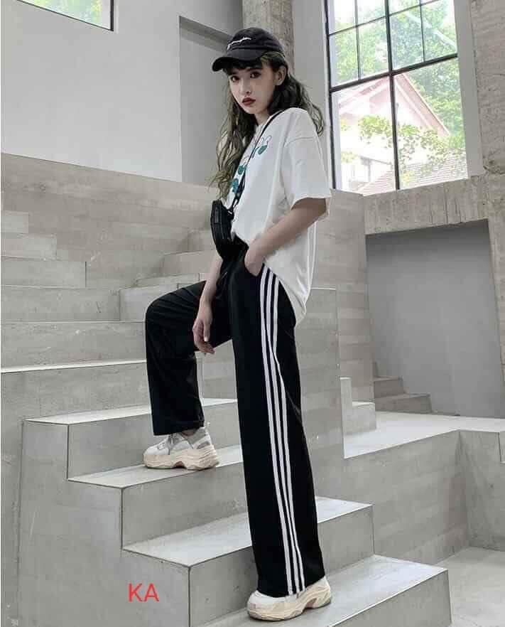 Quần 3 sọc ống rộng