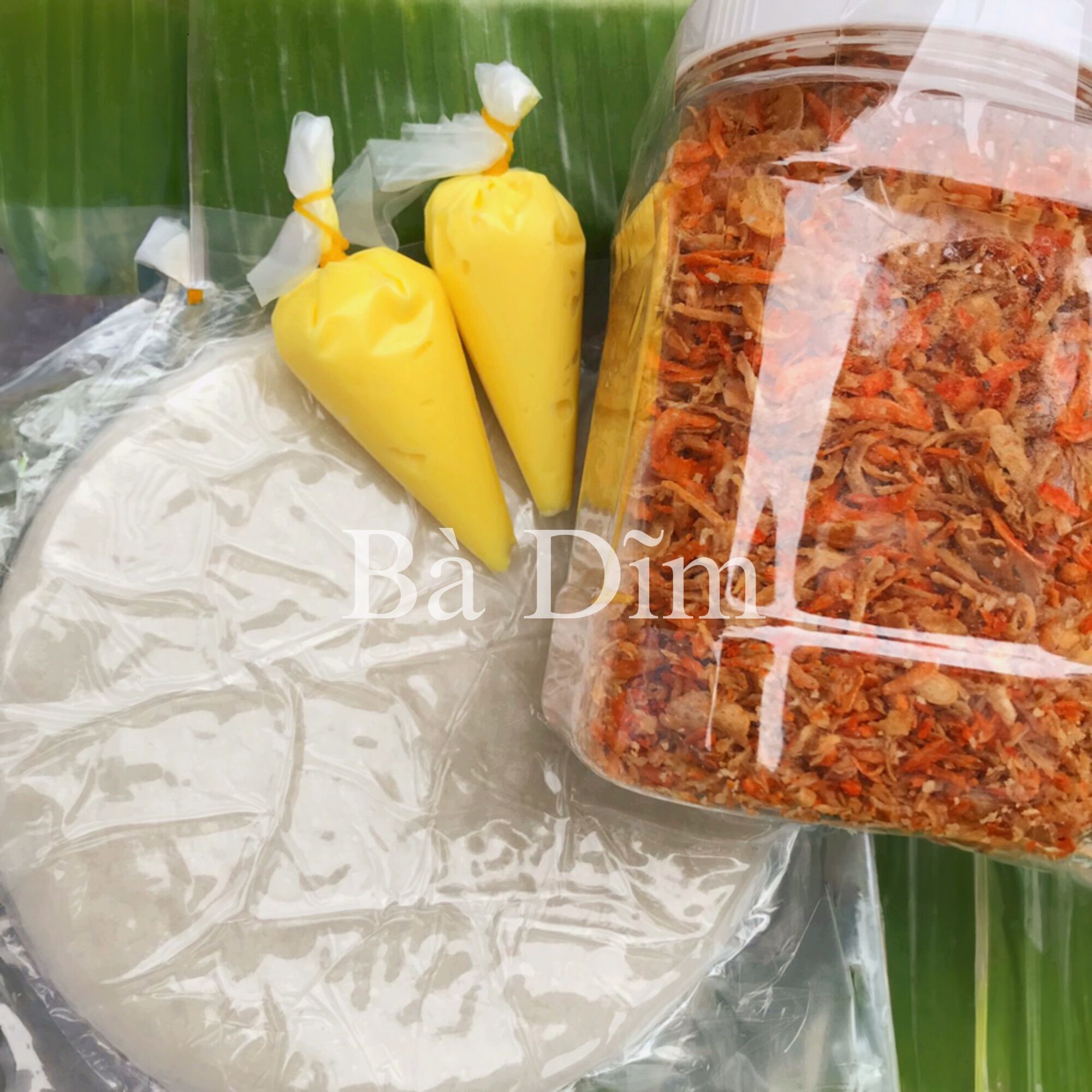 Combo ruốc lớn - 500gr bánh tráng phơi sương + 500gr ruốc muối hành phi tặng 2 gói bơ