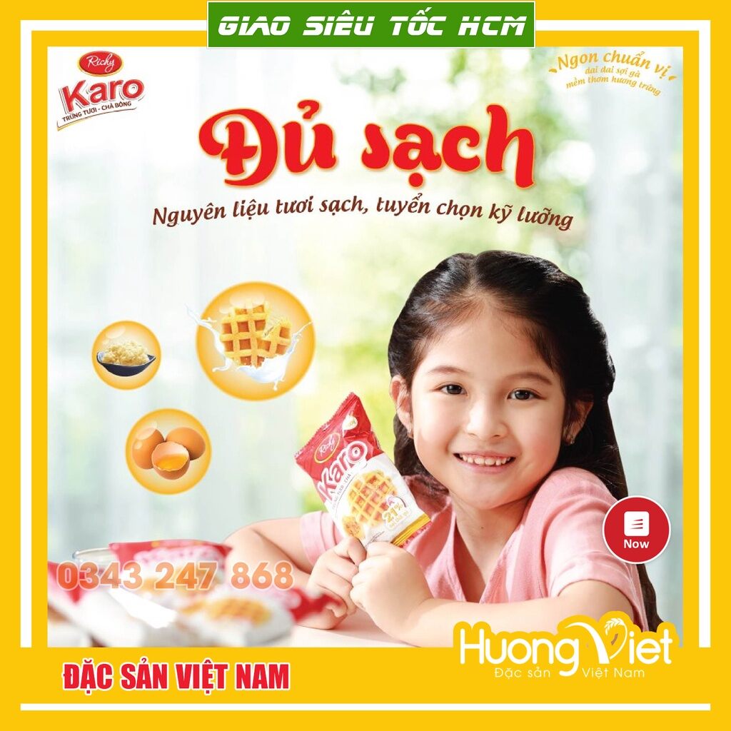 bánh KarO chà bông trứng tươi 156g ( 6 gói×26g )