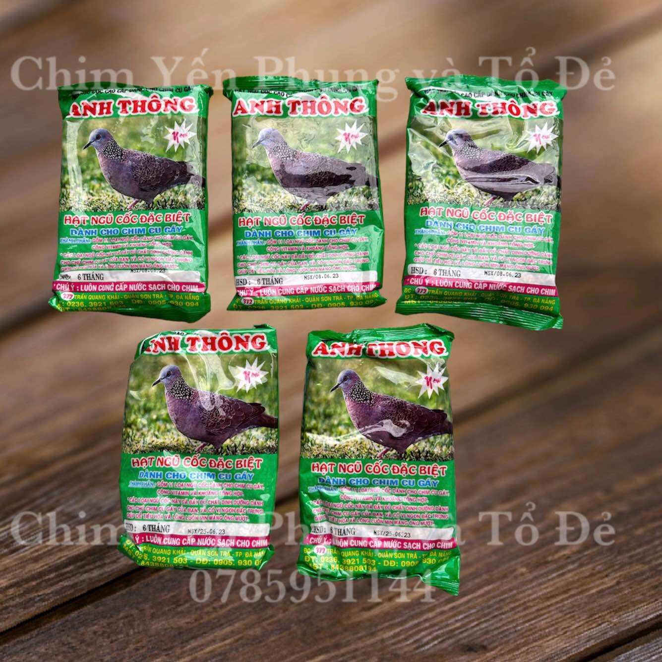 Combo 5 Gói Hạt Ngũ Cốc Chim Cu Gáy Anh Thông 250g - Thức Ăn Chim