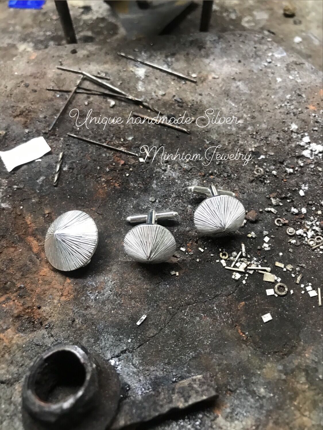 Cufflinks - conical hat Silver | măng-sét hình nón | Handmade Silver | Design by MinhtamJewelry