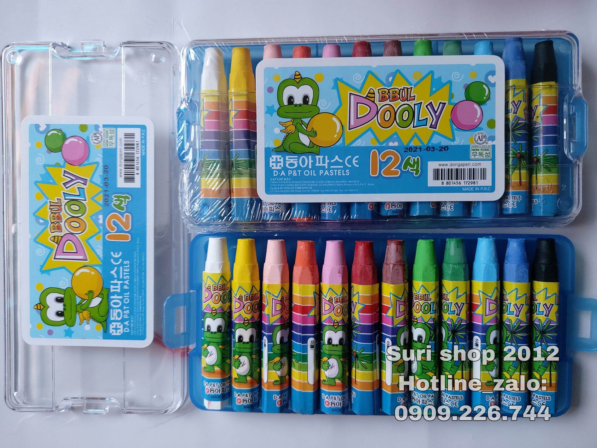 Hộp 12 cây chì sáp tô màu Dooly Hàn Quốc