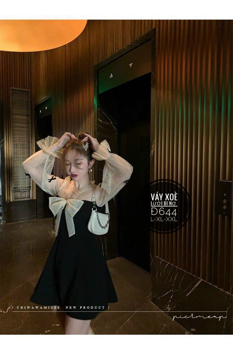 55-90kg Bigsize ĐẦM THIẾT KẾ NƠ NGỰC Đ644