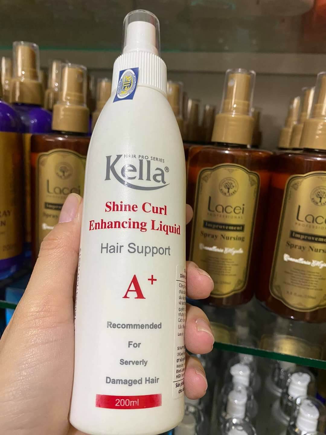 Xịt dưỡng tóc Kella A+ 200ml dành cho tóc uốn xoăn - Giúp tóc óng mượt và vào nếp xoăn