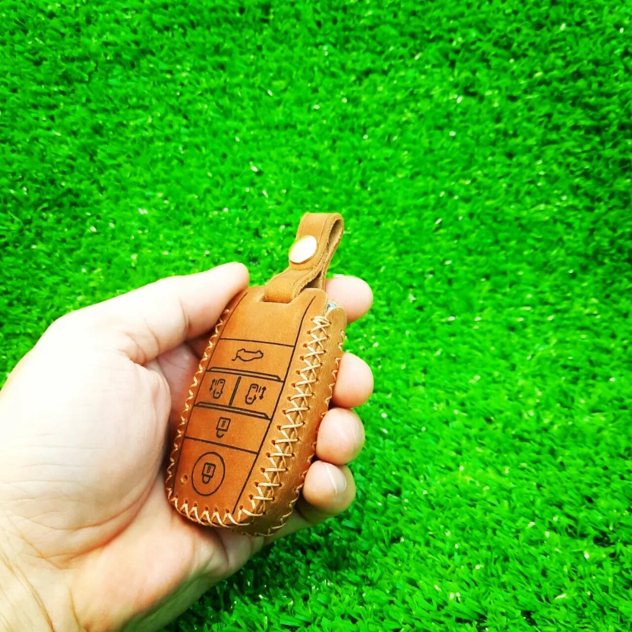 Bao da chìa khoá Kia Sedona handmade da thật