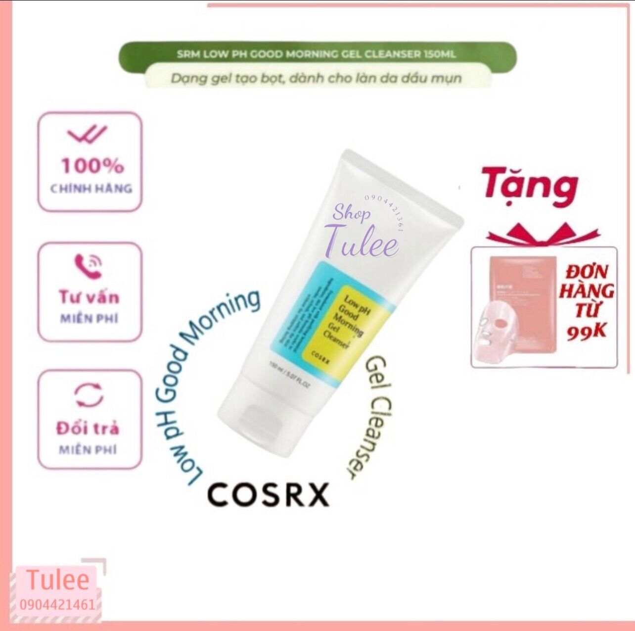Sữa rửa mặt cosrx dạng gel dành cho da nhờn mụn