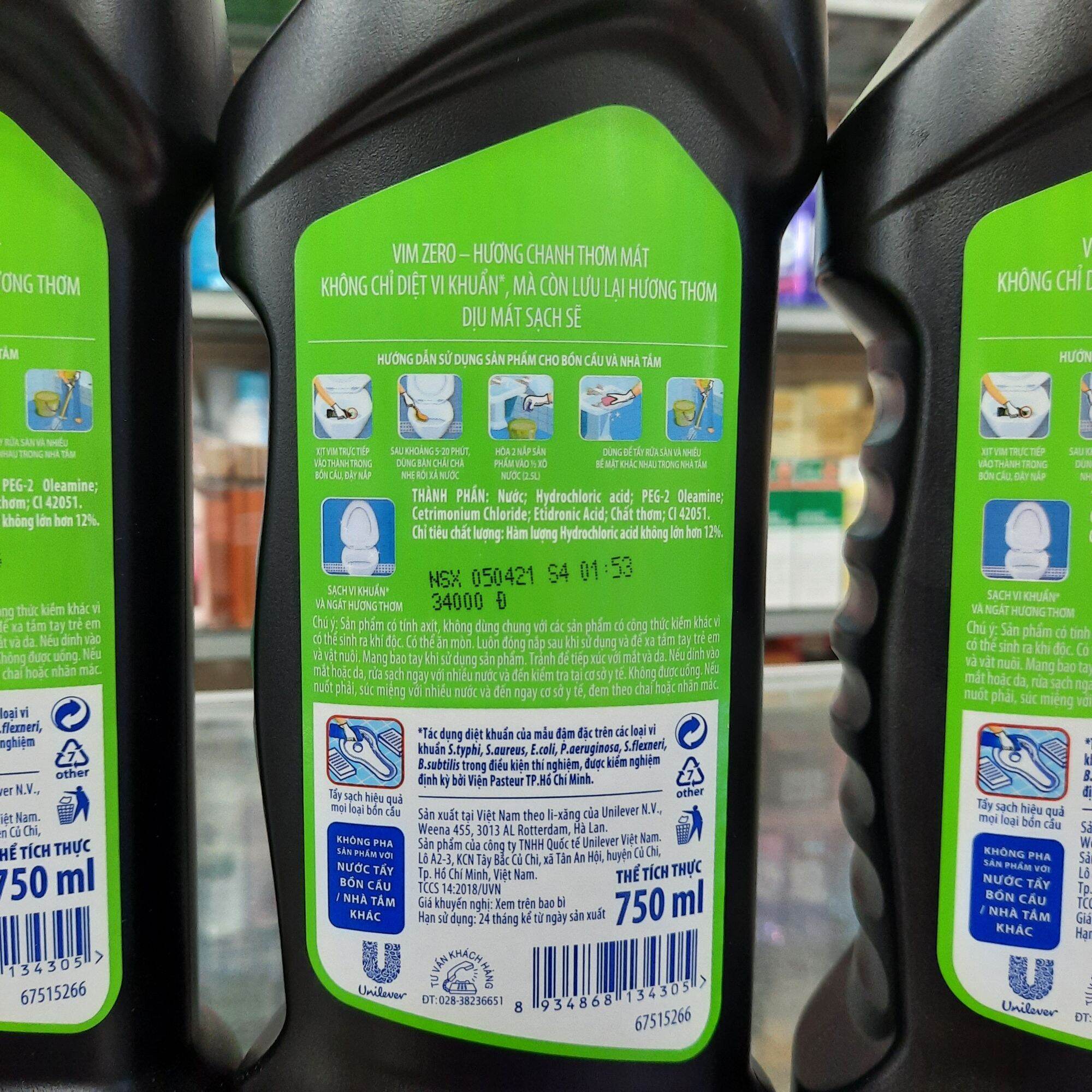 Nước tẩy bồn cầu VIM Zero hương chanh 750ml