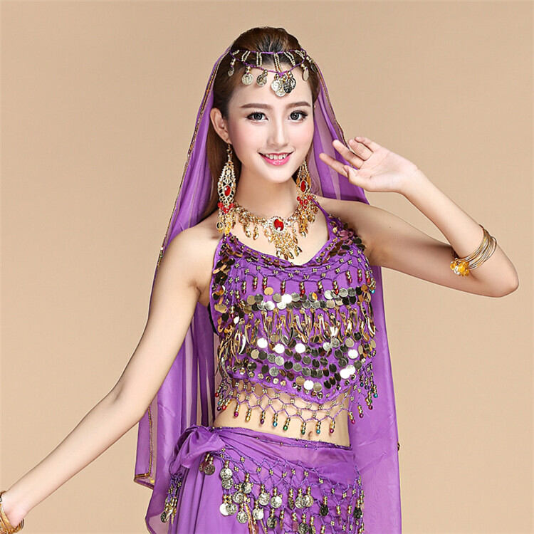 Bộ múa bụng mị nương trang phục biểu diễn trang phục biểu diễn trang phục múa ấn độ trang phục áo chuông màu ớt tiêu nhỏ nữ
