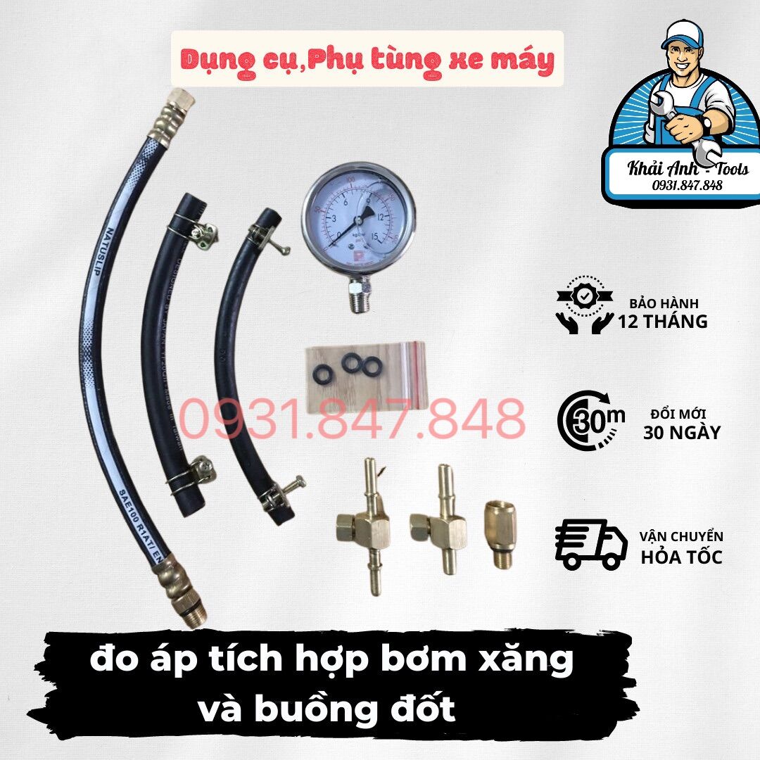 Đồng hồ đo áp xuất bơm xăng buồng đốt 2in1