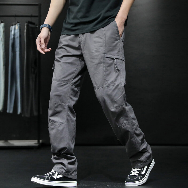 Nam Rộng Rãi Fit Thoải Mái Quần Hộp Cotton, Vải Bông Quần Áo Bảo Hộ Lao Động Quần Tây Chân Thẳng Phong Cách Thành Phố Thời Trang Ngoài Trời Quần Dài Mùa Thu Mùa Đông