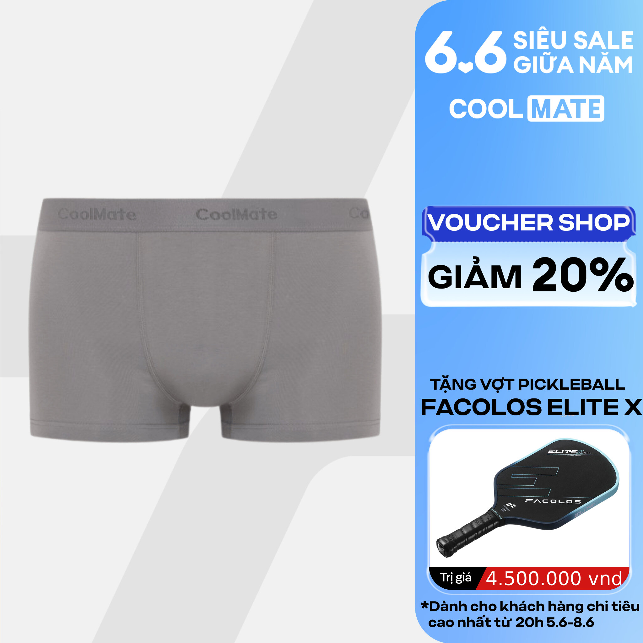 Quần lót nam Trunk Cotton co giãn, mềm mại, thấm hút tốt - Coolmate