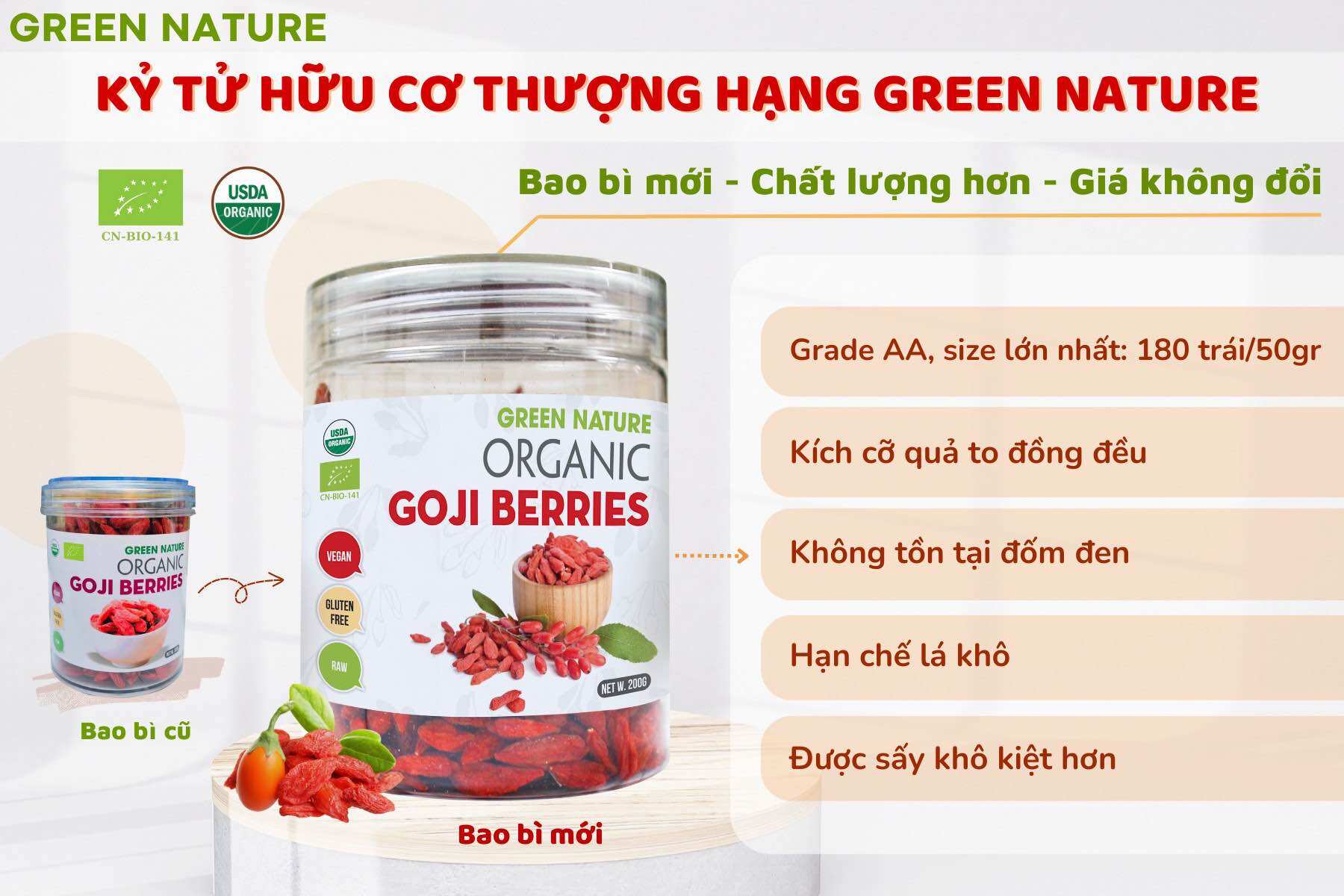 Kỷ Tử Hữu Cơ Green Nature 200gr