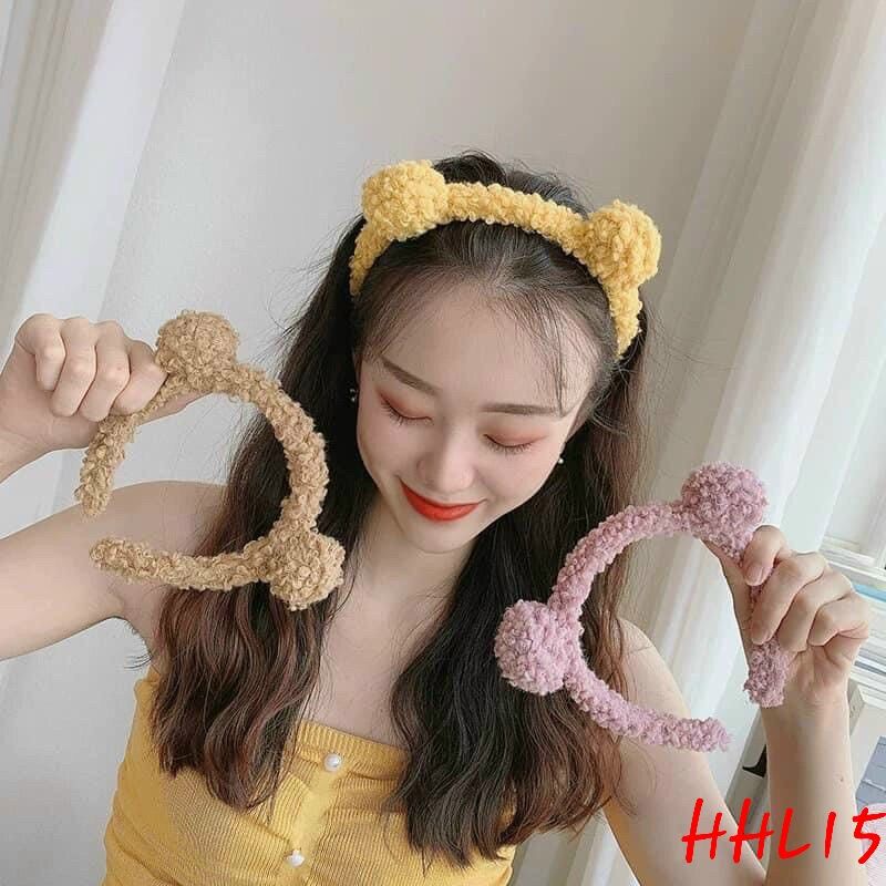 bờm cài tóc lông xù tai gấu