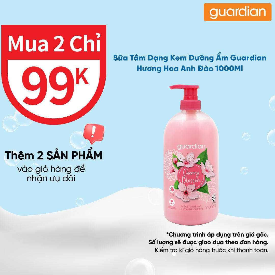 Sữa Tắm Dạng Kem Dưỡng Ẩm Guardian Essential Cherry Blossom Moisturising Shower Cream Hương Hoa Anh Đào 1000Ml