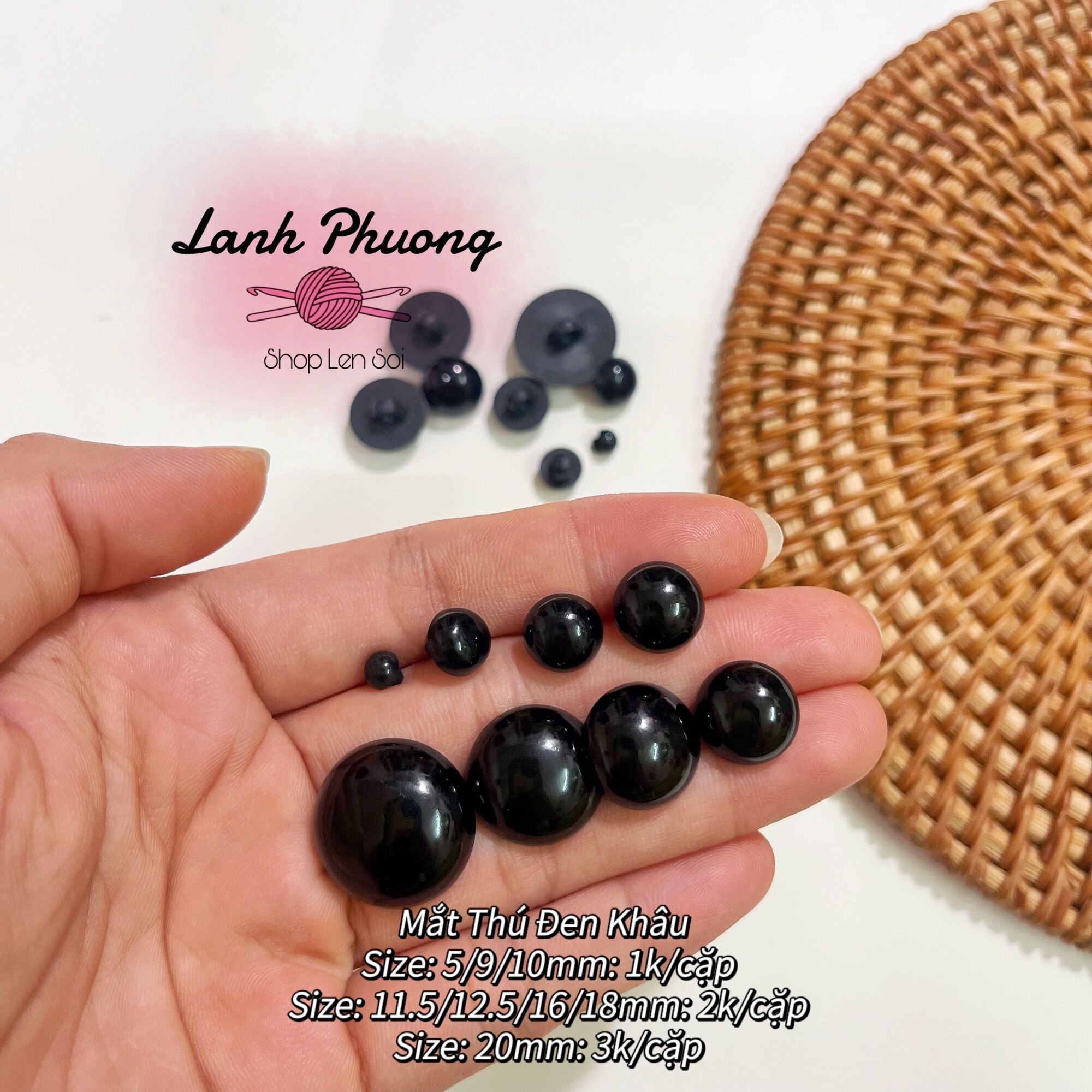 Mắt Thú Bông Khâu Nhiều Size