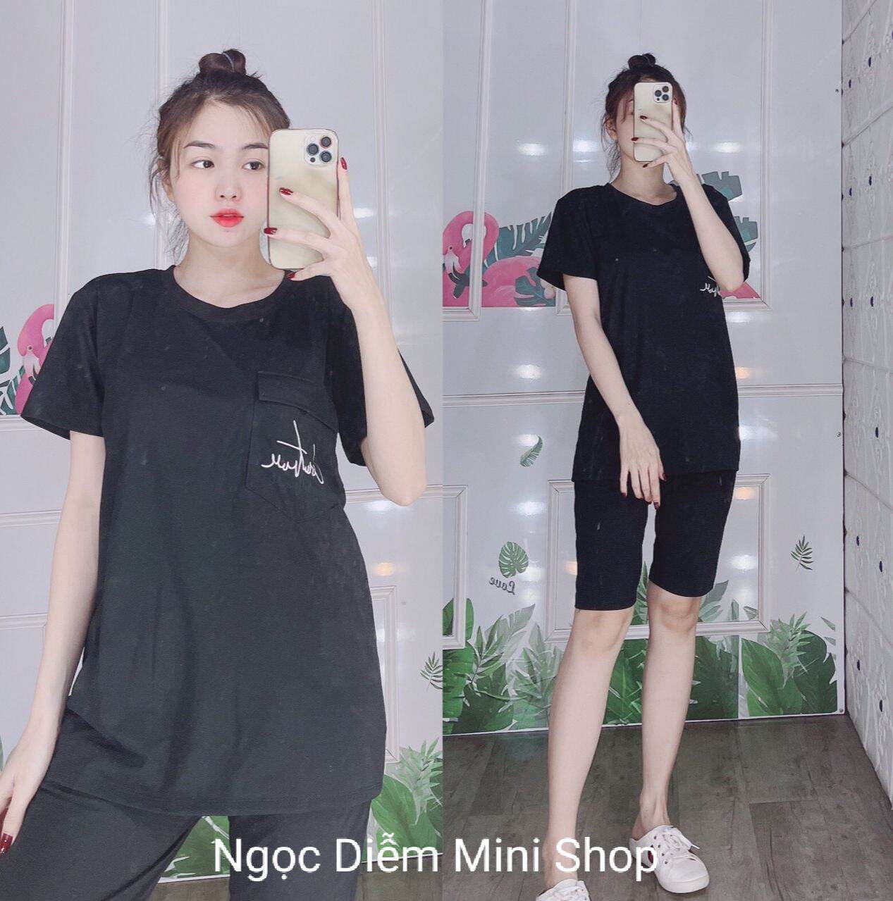 [FREE SHIP] Set đồ bộ nữ mặc nhà. Đồ bộ mặc nhà, đi dạo thun cotton in, thêu hoạ tiết dễ thương.