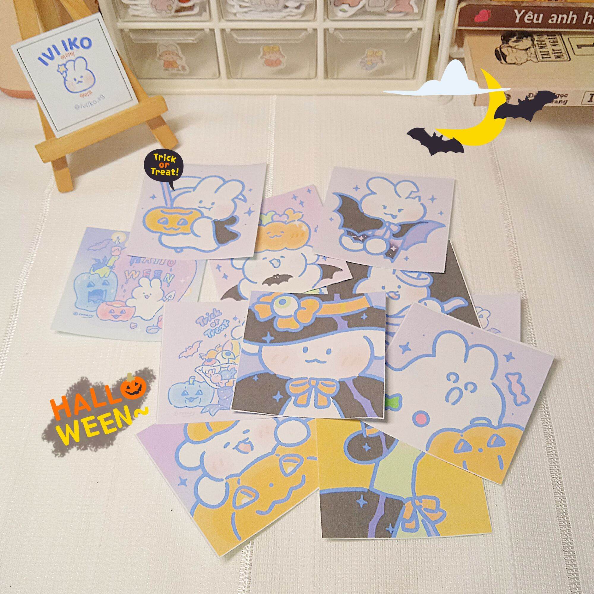 Set 12 sticker halloween & thỏ | ivi iko