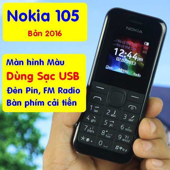 Điện thoại Nokia 105 2 sim pin sạc đầy đủ chính hãng