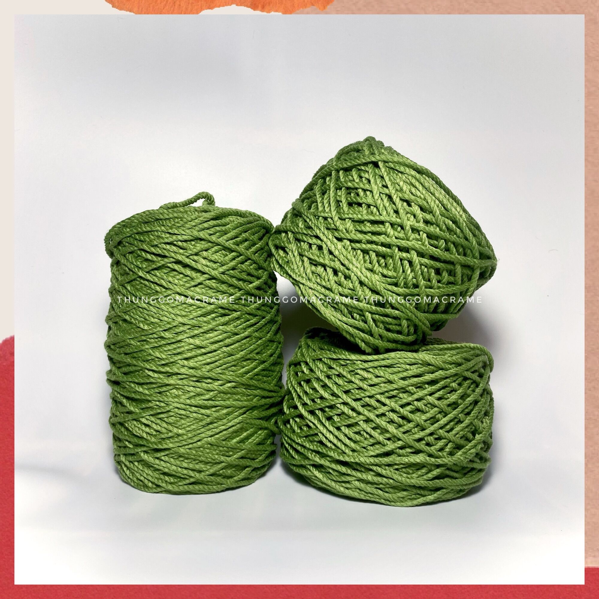 Dây Thừng macrame màu XANH OLIVE Size 3mm 5mm